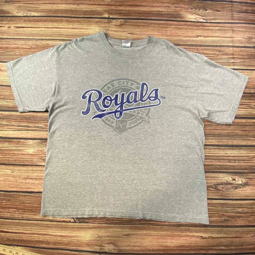 Kansas City Royals Heather Gray Graphic T-Shirt MLB Baseball Sprint Promo Tee XL